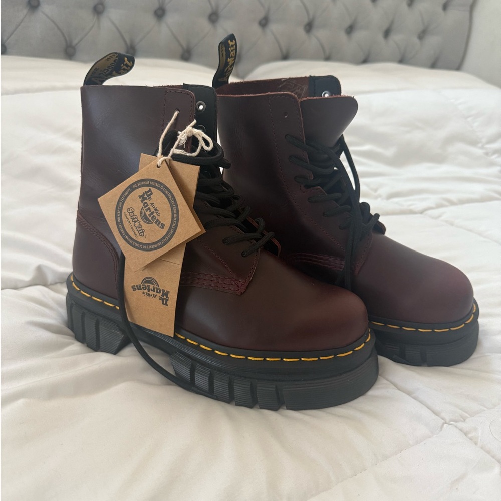 Brand new (no box) Dr. Martens Red and Black Boots with platform Sole
